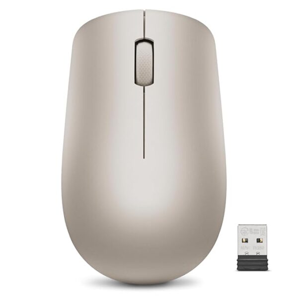 Lenovo 530 Wireless Almond Ambidextrous Ergonomic Up to 8 Million clicks for Left and Right Buttons Optical Sensor 1200 DPI 24 GHz Wireless Technology via Nano Receiver Optical Mouse