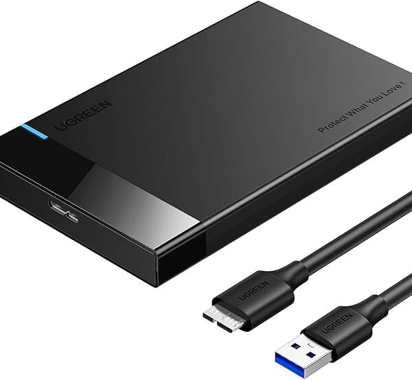 Ugreen 25 Hard Drive Enclosure 30 To SATA III Supports 25 Inch SSD HDD 95mm 7mm External Hard Drive Enclosure with UASP Compatible with WD Seagate Toshiba Samsung Hitachi - Black Computer Accessory